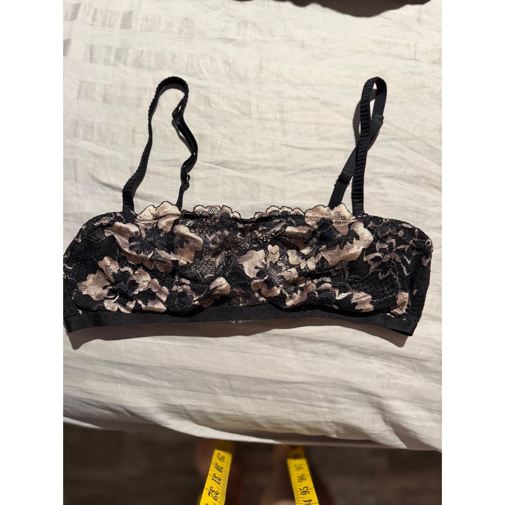 Auden Womens Black Floral Lace Bralette Adjustable Straps Hook Eye ClosureSize S